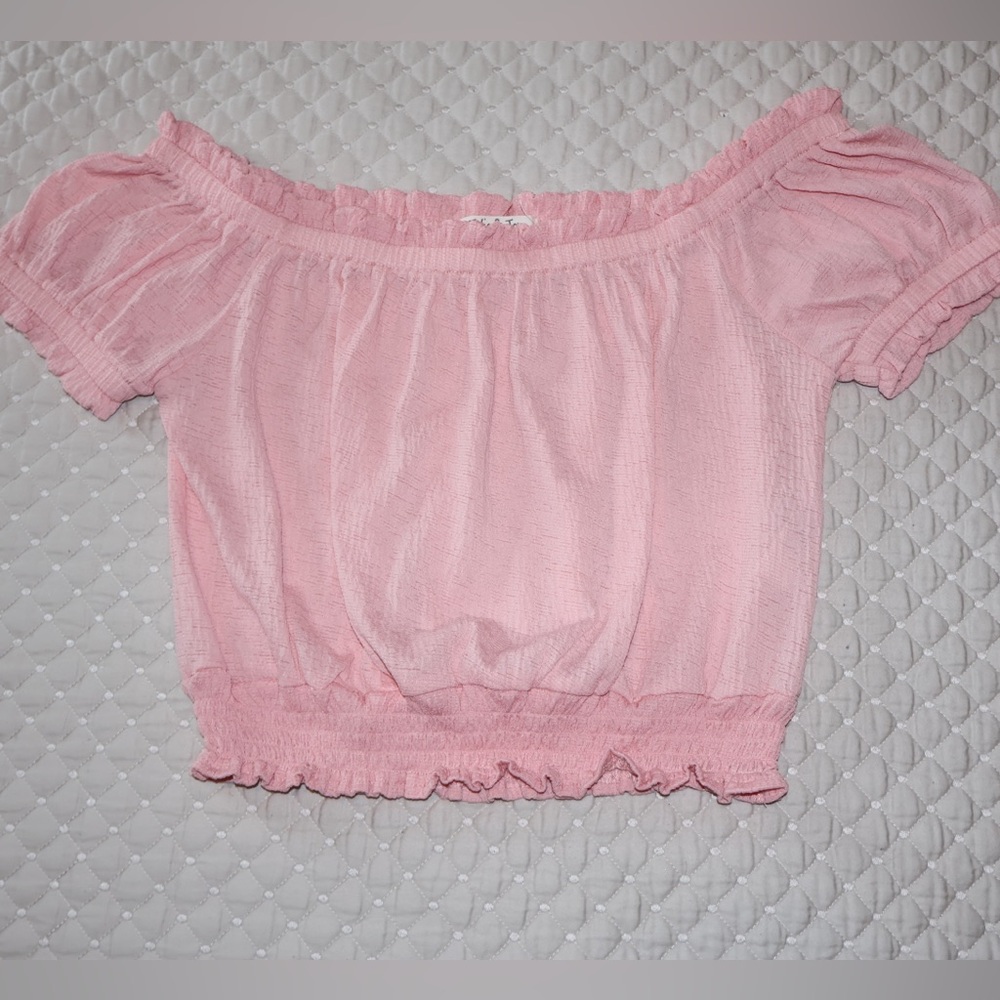 Chic Off-Shoulder Pink Blouse